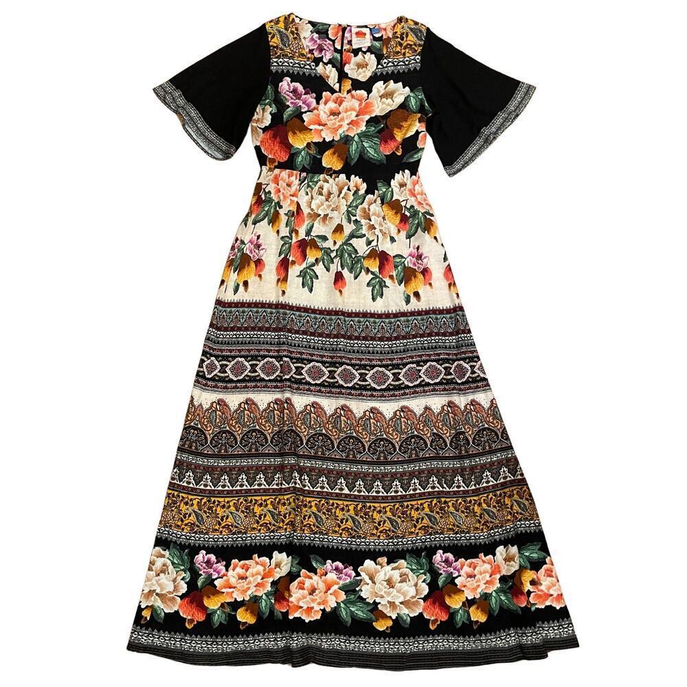 Farm Rio Esmeralda Floral Maxi Dress | Cottagecore, Boho Peasant S Sold Out Rare